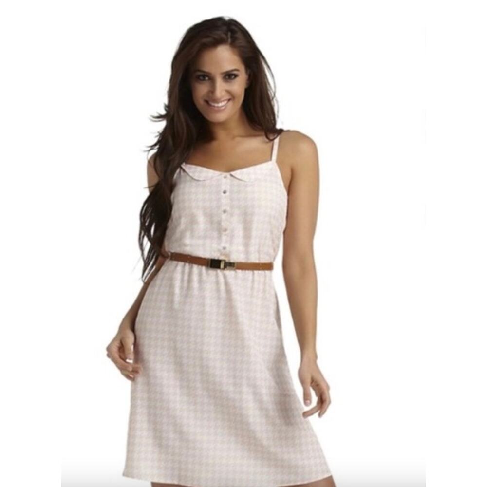 NWT Kardashian Kollection Pink Houndstooth Tank Dress, Women's Large